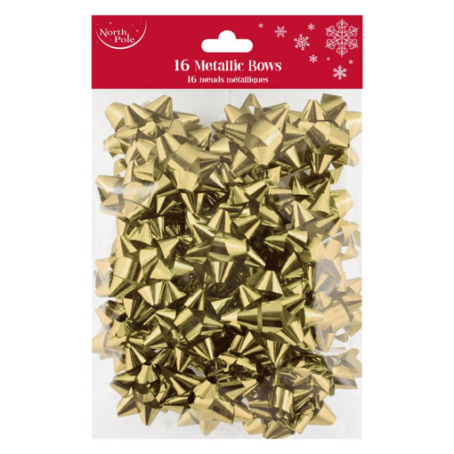 Picture of CHRISTMAS METALLIC BOWS GOLD 16 PACK
